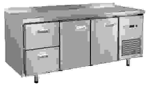 Стол холодильный СХС-70-02, 2 двери, 2 выкатных ящика под GN 1/1, среднетемп. t (-2+8°С),1925х700х860 мм