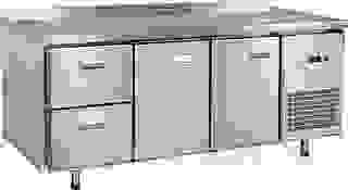 Стол холодильный СХС-70-02, 2 двери, 2 выкатных ящика под GN 1/1, среднетемп. t (-2+8°С),1925х700х860 мм