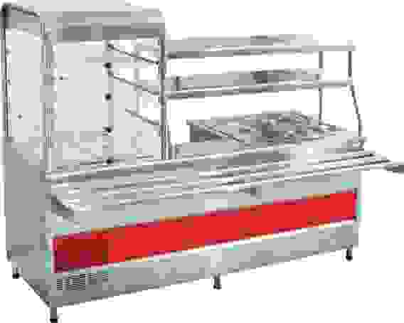 Прилавок-витрина Abat ПВХМ-70КМУ нерж., витрина справа