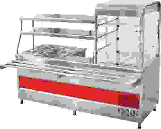 Прилавок-витрина Abat ПВХМ-70КМУ нерж., витрина справа