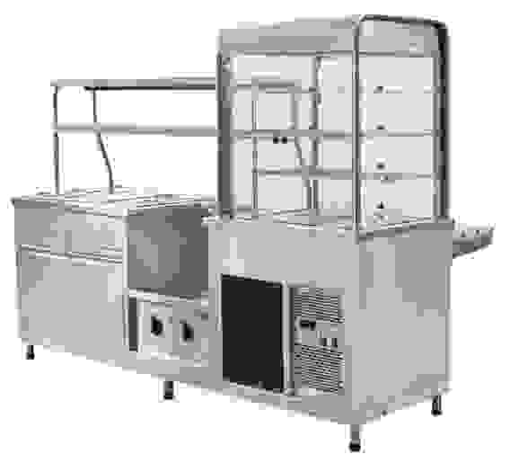 Прилавок-витрина Abat ПВХМ-70КМУ нерж., витрина справа