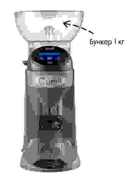 Кофемолка с бункером для зерна 1 кг с серым корпусом из ABS пластика Cunill Tranquilo Tron M1101-T+1Kg GREY