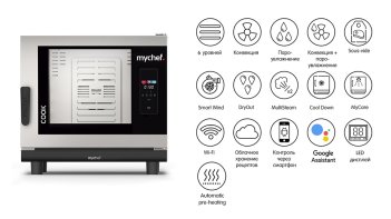 Пароконвектомат , WiFi, автоматическая мойка Distform Mychef Cook Pro 6 GN 1/1 right opening, WiFi (CCE6110D)