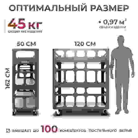 Тележка-стеллаж Helen HC12/3 для хранения и перевозки белья